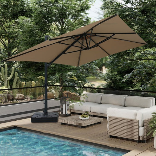 English Elm 3*3M Double Vent Patio Umbrella UPF 50 Plus Aluminum Frame One Click Shade Control T3609P551917