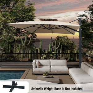 English Elm 3*3M Double Vent Patio Umbrella UPF 50 Plus Aluminum Frame One Click Shade Control T3609P551917