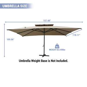 English Elm 3*3M Double Vent Patio Umbrella UPF 50 Plus Aluminum Frame One Click Shade Control T3609P551917