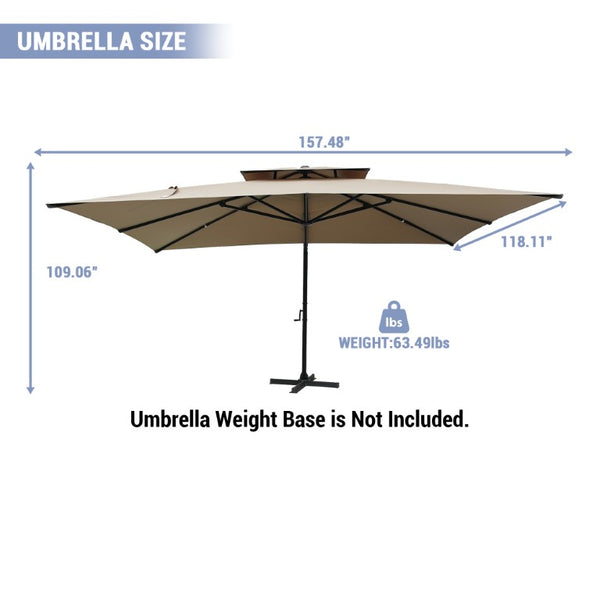 English Elm 3*3M Double Vent Patio Umbrella UPF 50 Plus Aluminum Frame One Click Shade Control T3609P551917