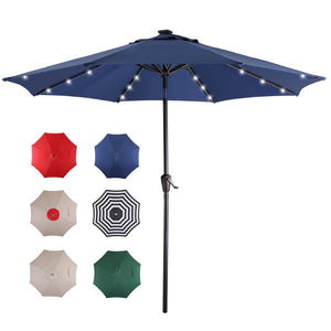 English Elm 9Ft Solar Powered Patio Umbrella with 32 LED Lights Aluminum Frame Wind Resistant T3609P551920