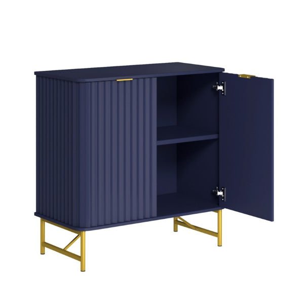 English Elm 2 Door Accent Cabinet with Geometric Panels Gold Hardware and Adjustable Interior Shelf T3609P574852