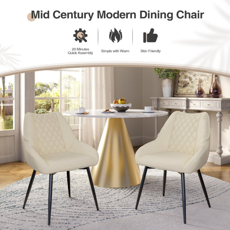 English Elm Fabric Diamond Tufted Upholstered Dining Chairs Set of 2 with Lumbar Support T3609P574854