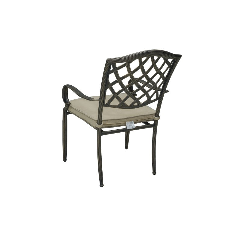 English Elm Patio Cast Aluminum Dining Chair with Olefin Cushion for Outdoor All-Season Comfort T3609P575045
