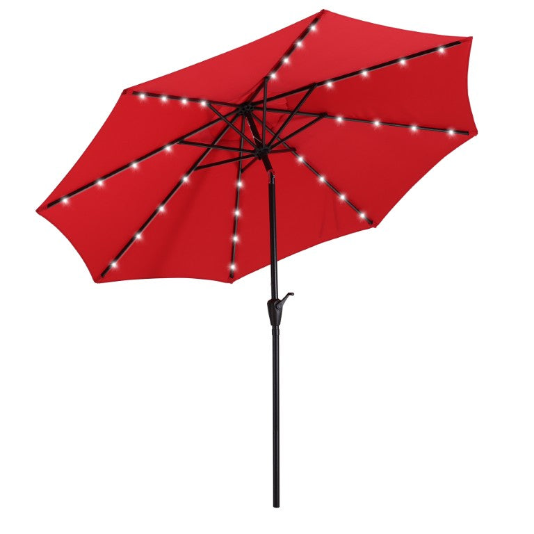 English Elm 9Ft Patio Umbrella Solar Powered 32 LED Lights Outdoor Dining Shade Cover T3609P575048
