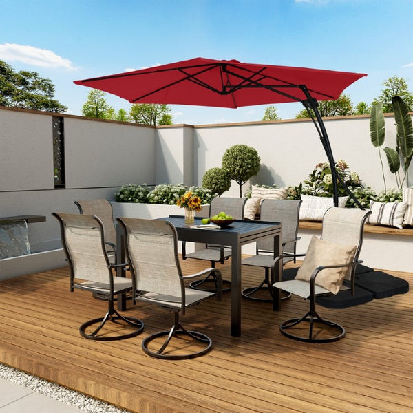 English Elm 10Ft Cantilever Patio Umbrella UV Resistant Polyester Canopy with Steel Frame Base T3609P575053