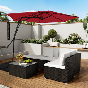 English Elm 10Ft Cantilever Patio Umbrella UV Resistant Polyester Canopy with Steel Frame Base T3609P575053