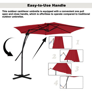 English Elm 10Ft Cantilever Patio Umbrella UV Resistant Polyester Canopy with Steel Frame Base T3609P575053