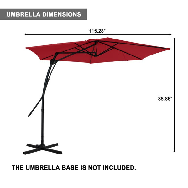 English Elm 10Ft Cantilever Patio Umbrella UV Resistant Polyester Canopy with Steel Frame Base T3609P575053