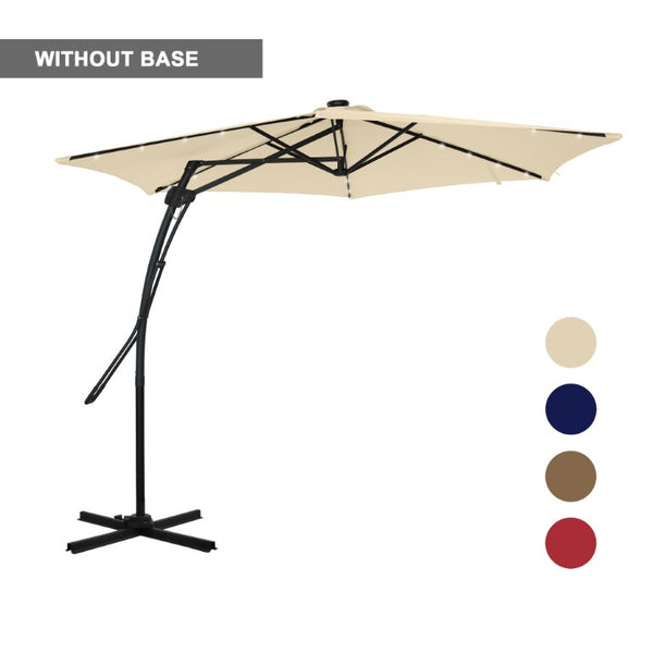 English Elm 10Ft Cantilever Patio Umbrella with 24 LED Lights Waterproof Polyester Canopy T3609P575054