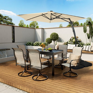 English Elm 10Ft Cantilever Patio Umbrella with 24 LED Lights Waterproof Polyester Canopy T3609P575054