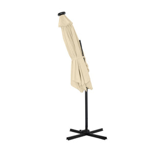 English Elm 10Ft Cantilever Patio Umbrella with 24 LED Lights Waterproof Polyester Canopy T3609P575054