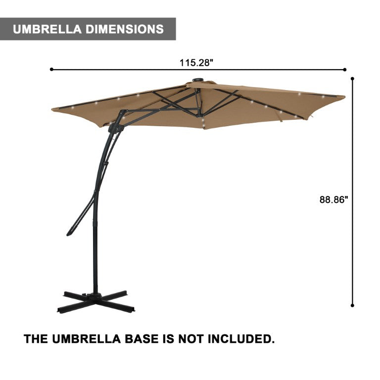English Elm 10Ft Offset Cantilever Patio Umbrella with 24 LED Lights and Waterproof Steel Frame T3609P575055