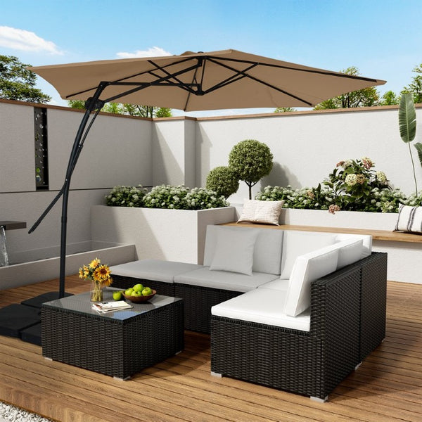 English Elm 10Ft Cantilever Patio Umbrella UV Resistant Polyester Canopy with Steel Frame Stand T3609P575056