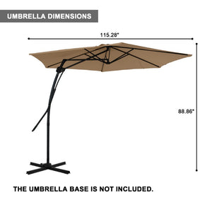 English Elm 10Ft Cantilever Patio Umbrella UV Resistant Polyester Canopy with Steel Frame Stand T3609P575056