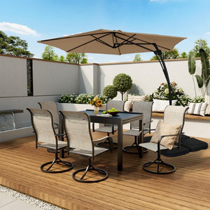 English Elm 10Ft Cantilever Patio Umbrella UV Resistant Polyester Canopy with Steel Frame Stand T3609P575056