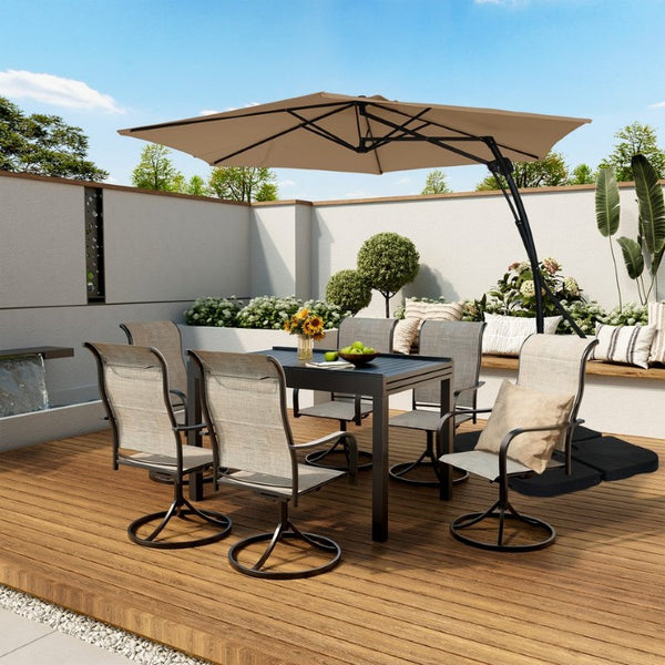 English Elm 10Ft Cantilever Patio Umbrella UV Resistant Polyester Canopy with Steel Frame Stand T3609P575056