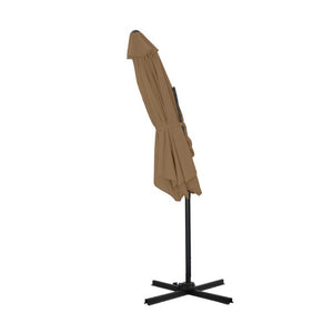 English Elm 10Ft Cantilever Patio Umbrella UV Resistant Polyester Canopy with Steel Frame Stand T3609P575056