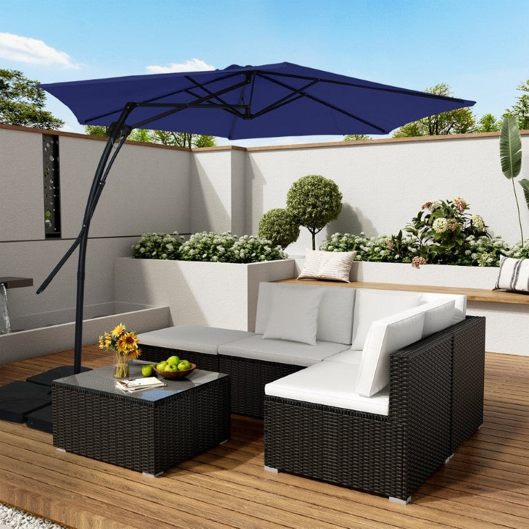 English Elm 10Ft Outdoor Cantilever Patio Umbrella UV Resistant Polyester Canopy with Steel Frame T3609P575057