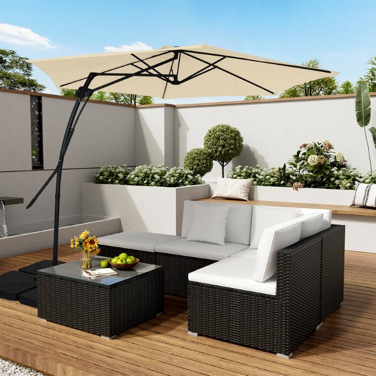 English Elm 10Ft Outdoor Cantilever Patio Umbrella with Steel Frame UV Resistant Polyester Canopy T3609P575058