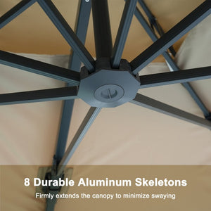 English Elm 10 Ft Square Aluminum Cantilever Patio Umbrella with LED Lighting and 360 Rotation T3609P575059