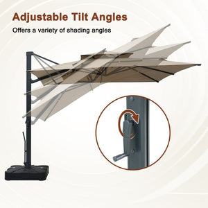 English Elm 10 Ft Square Aluminum Cantilever Patio Umbrella with LED Lighting and 360 Rotation T3609P575059