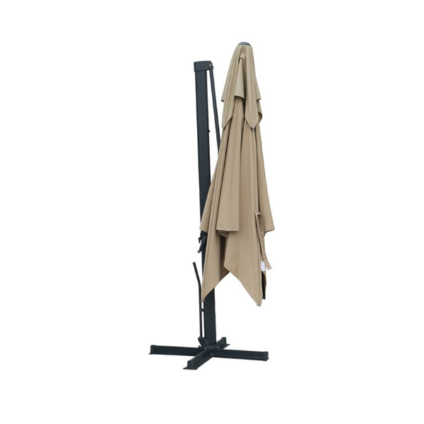 English Elm 10 Ft Square Aluminum Cantilever Patio Umbrella with LED Lighting and 360 Rotation T3609P575059
