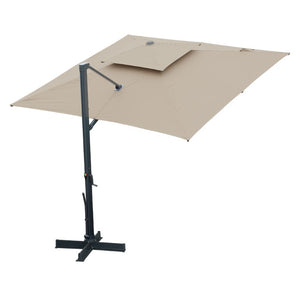 English Elm 10 Ft Square Aluminum Cantilever Patio Umbrella with LED Lighting and 360 Rotation T3609P575059