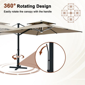English Elm 10 Ft Square Aluminum Cantilever Patio Umbrella with LED Lighting and 360 Rotation T3609P575059