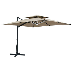 English Elm 10 Ft Square Aluminum Cantilever Patio Umbrella with LED Lighting and 360 Rotation T3609P575059