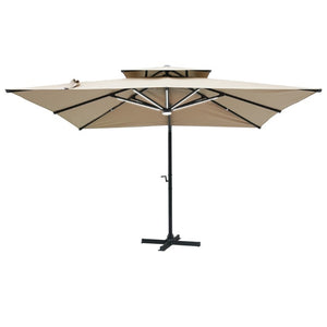 English Elm 10 Ft Square Aluminum Cantilever Patio Umbrella with LED Lighting and 360 Rotation T3609P575059