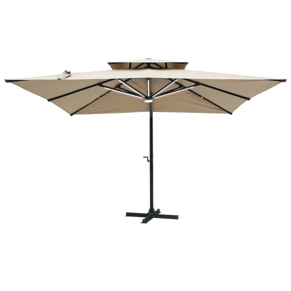 English Elm 10 Ft Square Aluminum Cantilever Patio Umbrella with LED Lighting and 360 Rotation T3609P575059