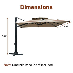 English Elm 10 Ft Square Aluminum Cantilever Patio Umbrella with LED Lighting and 360 Rotation T3609P575059