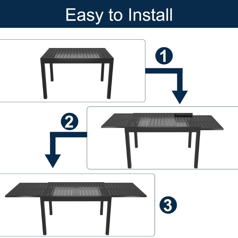 English Elm Square Aluminum Extendable Outdoor Patio Dining Table Seats up to Ten Guests T3609P575073