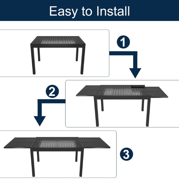 English Elm Square Aluminum Extendable Outdoor Patio Dining Table Seats up to Ten Guests T3609P575073