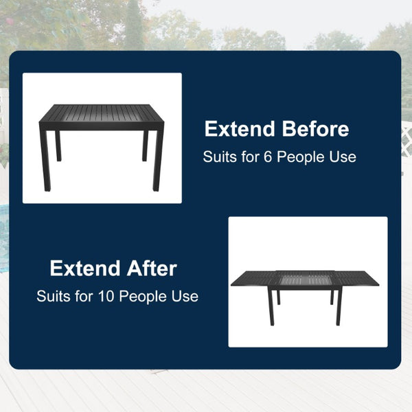 English Elm Square Aluminum Extendable Outdoor Patio Dining Table Seats up to Ten Guests T3609P575073