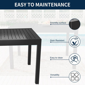English Elm Square Aluminum Extendable Outdoor Patio Dining Table Seats up to Ten Guests T3609P575073