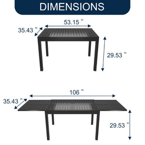 English Elm Square Aluminum Extendable Outdoor Patio Dining Table Seats up to Ten Guests T3609P575073