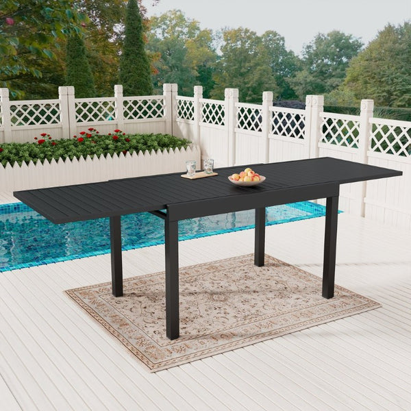 English Elm Square Aluminum Extendable Outdoor Patio Dining Table Seats up to Ten Guests T3609P575073