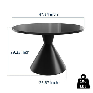 English Elm 47-Inch Round White Dining Table Seats Six with Waterproof MDF Top for Modern Spaces T3609S00004