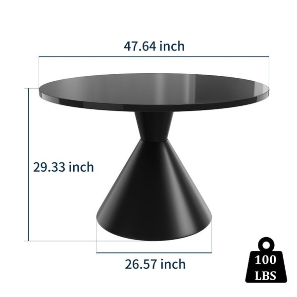 English Elm 47-Inch Round White Dining Table Seats Six with Waterproof MDF Top for Modern Spaces T3609S00004