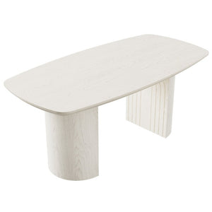 English Elm 70.8 Inch Solid Wood Rectangular Dining Table Seats 6 with Column Leg Base T3609S00005