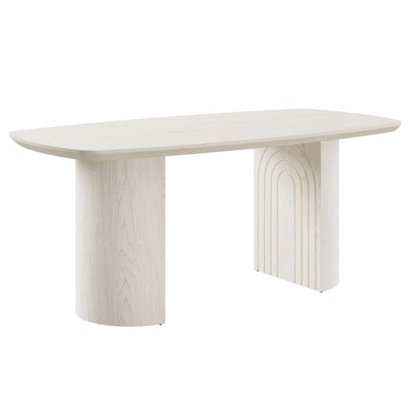 English Elm 70.8 Inch Solid Wood Rectangular Dining Table Seats 6 with Column Leg Base T3609S00005