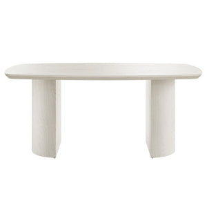 English Elm 70.8 Inch Solid Wood Rectangular Dining Table Seats 6 with Column Leg Base T3609S00005
