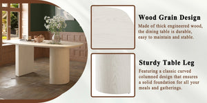 English Elm 70.8 Inch Solid Wood Rectangular Dining Table Seats 6 with Column Leg Base T3609S00005
