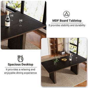 English Elm 70In Rectangular Dining Table Seats 6 with Wood Grain MDF Top for Modern Kitchens T3609S00007