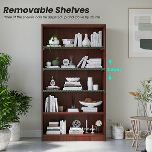 English Elm Bookshelf Five Tier Wide Open Shelf Unit with Adjustable Shelves for Office or Living Room T3623P501314