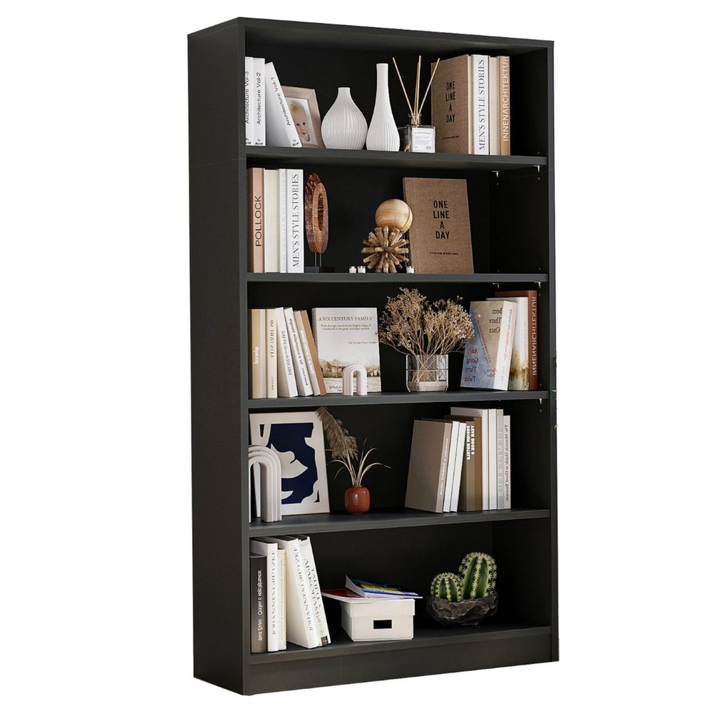 English Elm 5 Tier Wood Bookcase Tall Open Shelving Unit for Living Room Bedroom or Home Office T3623P501318