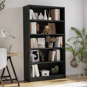 English Elm 5 Tier Wood Bookcase Tall Open Shelving Unit for Living Room Bedroom or Home Office T3623P501318