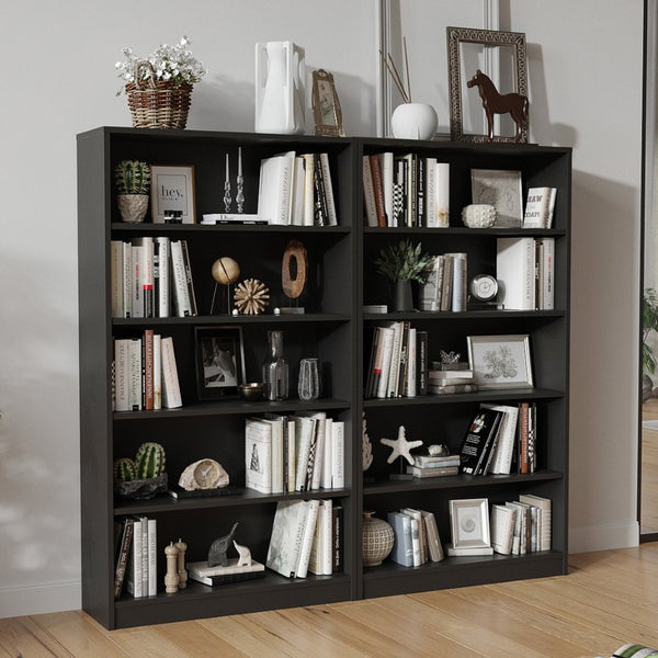 English Elm 5 Tier Wood Bookcase Tall Open Shelving Unit for Living Room Bedroom or Home Office T3623P501318